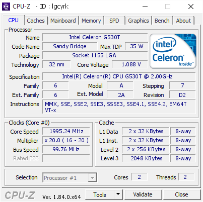 screenshot of CPU-Z validation for Dump [lgcyrk] - Submitted by  REBOOT-PC  - 2018-04-11 02:09:02