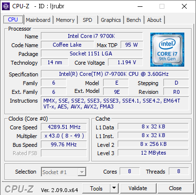 screenshot of CPU-Z validation for Dump [ljrubr] - Submitted by  DESKTOP-1D7A2T8  - 2024-04-29 20:59:19
