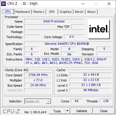 screenshot of CPU-Z validation for Dump [ll4jjh] - Submitted by  DESKTOP-OUTF456  - 2021-11-29 14:54:19