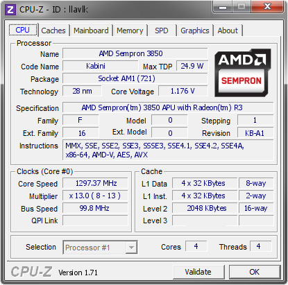 screenshot of CPU-Z validation for Dump [llavlk] - Submitted by  cal2ibsy  - 2015-03-13 17:03:36
