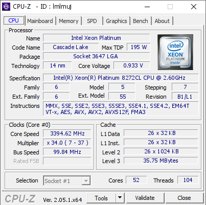 screenshot of CPU-Z validation for Dump [lmlmuj] - Submitted by  T7920  - 2023-05-01 14:10:26