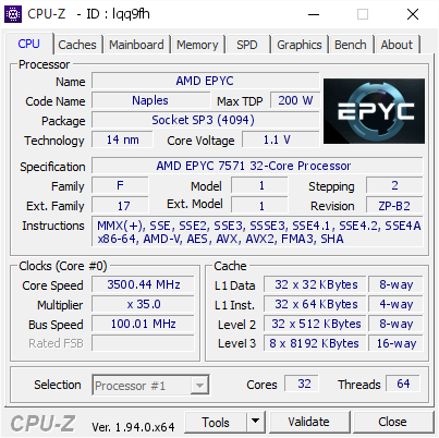 screenshot of CPU-Z validation for Dump [lqq9fh] - Submitted by  Anonymous  - 2020-11-10 04:12:22