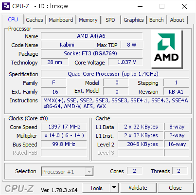 screenshot of CPU-Z validation for Dump [lrnxgw] - Submitted by  CHRISPC  - 2017-03-11 04:30:08