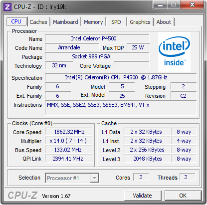 screenshot of CPU-Z validation for Dump [lry19k] - Submitted by  VLASSIS  - 2013-11-17 10:11:15
