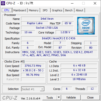 screenshot of CPU-Z validation for Dump [lry7ft] - Submitted by  WIN-0V8G3MQS92T  - 2025-10-10 04:45:16