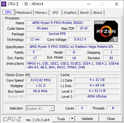 screenshot of CPU-Z validation for Dump [lt0w14] - Submitted by  DESKTOP-SG3OSIF  - 2026-09-20 03:42:18
