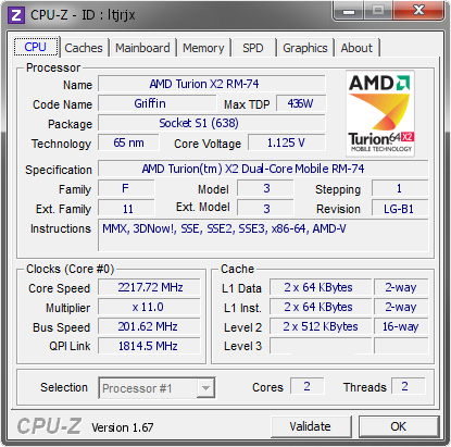 screenshot of CPU-Z validation for Dump [ltjrjx] - Submitted by  KANGARAIWAE  - 2013-12-22 10:12:06