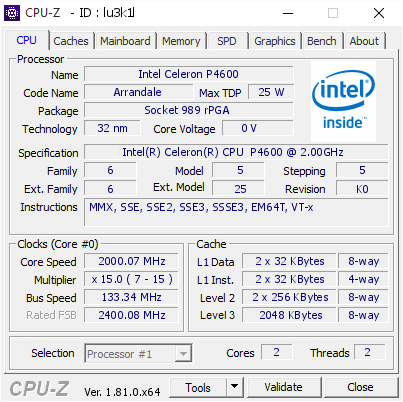 screenshot of CPU-Z validation for Dump [lu3k1l] - Submitted by  Anonymous  - 2017-12-18 17:37:43