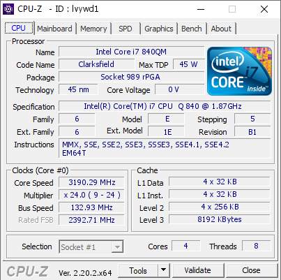 screenshot of CPU-Z validation for Dump [lvywd1] - Submitted by  James Boddy  - 2026-06-18 21:26:13