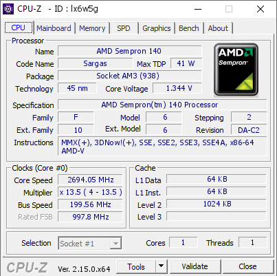 screenshot of CPU-Z validation for Dump [lx6w5g] - Submitted by  DESKTOP-AL4VF88  - 2025-06-25 05:42:58