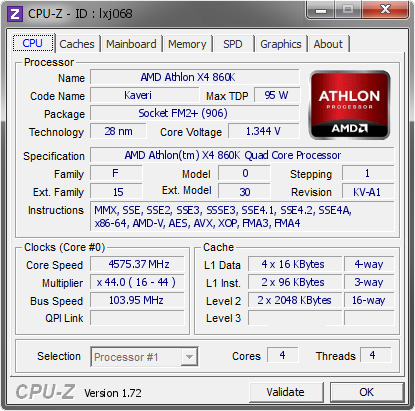 screenshot of CPU-Z validation for Dump [lxj068] - Submitted by  PORRY-PC  - 2015-03-11 18:03:52