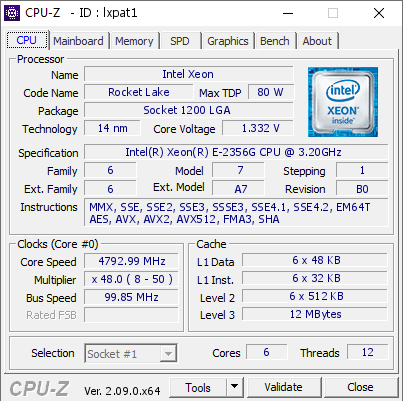 screenshot of CPU-Z validation for Dump [lxpat1] - Submitted by  ZEUS  - 2024-06-04 06:29:52