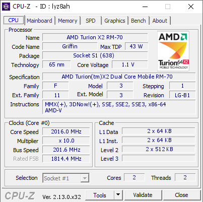 screenshot of CPU-Z validation for Dump [lyz8ah] - Submitted by  DOM-CD  - 2025-02-02 11:20:10