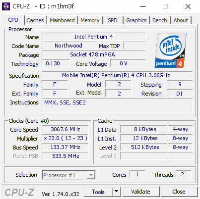 Intel Pentium 4 3067 6 Mhz Cpu Z Validator