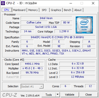 screenshot of CPU-Z validation for Dump [m1qubw] - Submitted by  Server Longview  - 2024-02-03 21:00:36