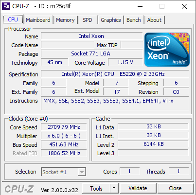 screenshot of CPU-Z validation for Dump [m25q8f] - Submitted by  Exabyte, Marco  - 2023-06-16 16:50:55