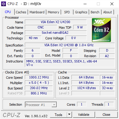 screenshot of CPU-Z validation for Dump [m6jl0v] - Submitted by  HP-Bilgisayar  - 2019-11-18 12:19:43