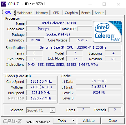 screenshot of CPU-Z validation for Dump [m872ul] - Submitted by  MelonXT  - 2021-10-02 09:12:06