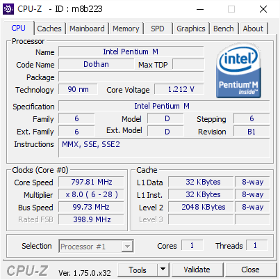 screenshot of CPU-Z validation for Dump [m8b223] - Submitted by  XP-201603111045  - 2016-03-11 10:00:57