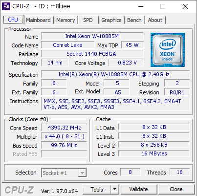 screenshot of CPU-Z validation for Dump [m8kiee] - Submitted by  DESKTOP-NPJKLKS  - 2021-09-01 13:39:55