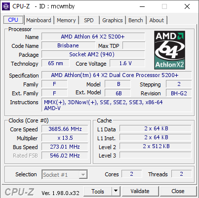 screenshot of CPU-Z validation for Dump [mcwmby] - Submitted by  Barbar0ssa  - 2022-12-13 19:33:18