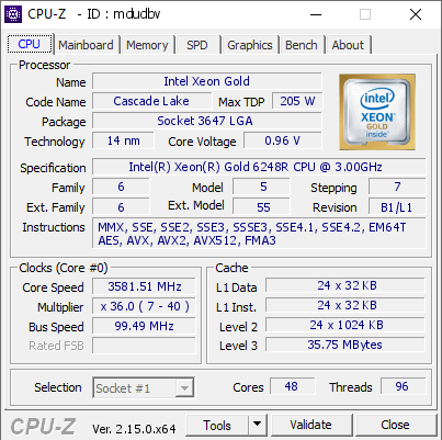 screenshot of CPU-Z validation for Dump [mdudbv] - Submitted by  PAGELAW  - 2026-01-15 14:58:36