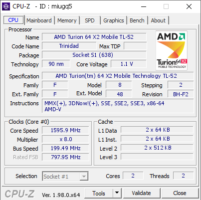 screenshot of CPU-Z validation for Dump [miugq5] - Submitted by  GARCIA-PC  - 2021-11-28 16:09:43