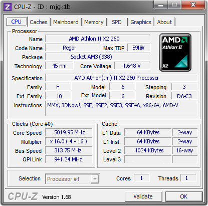 screenshot of CPU-Z validation for Dump [mjgk1b] - Submitted by  DrSwizz  - 2014-01-13 16:01:57