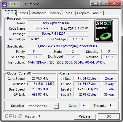 screenshot of CPU-Z validation for Dump [mly6d2] - Submitted by  benzzie  - 2014-11-05 00:11:42