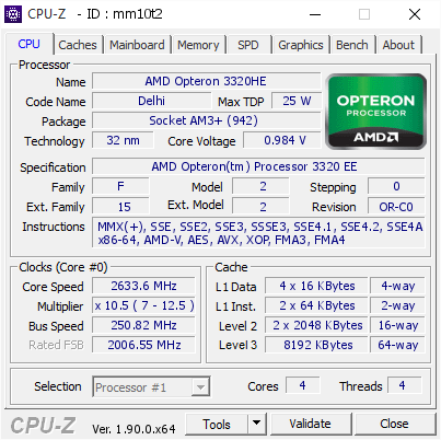 screenshot of CPU-Z validation for Dump [mm10t2] - Submitted by  Anonymous  - 2019-09-14 08:01:39