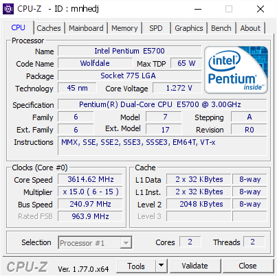 screenshot of CPU-Z validation for Dump [mnhedj] - Submitted by  SERGE-PC  - 2016-09-06 20:04:24