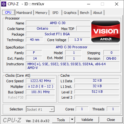 screenshot of CPU-Z validation for Dump [mni0uv] - Submitted by  IdeaFix  - 2022-05-06 09:11:30