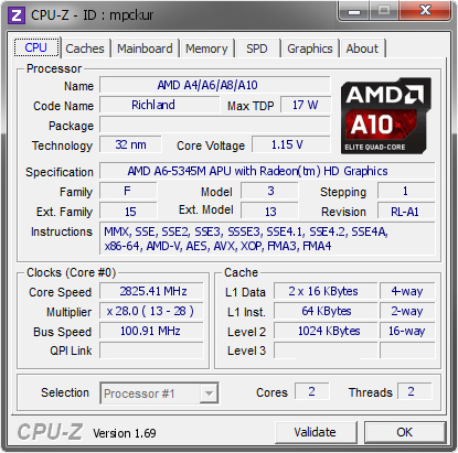 screenshot of CPU-Z validation for Dump [mpckur] - Submitted by  PC201405190032  - 2014-06-23 09:06:44