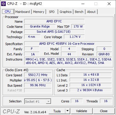 screenshot of CPU-Z validation for Dump [mqfg42] - Submitted by  Anonymous  - 2025-08-17 12:47:59