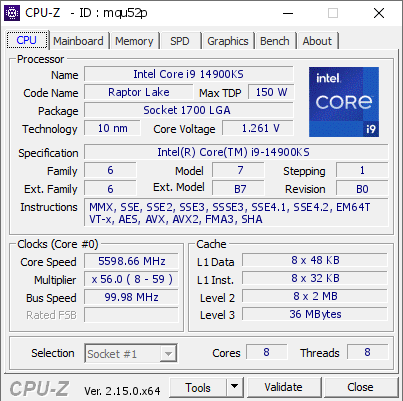 screenshot of CPU-Z validation for Dump [mqu52p] - Submitted by  DESKTOP-EEEG976  - 2025-09-05 03:59:14