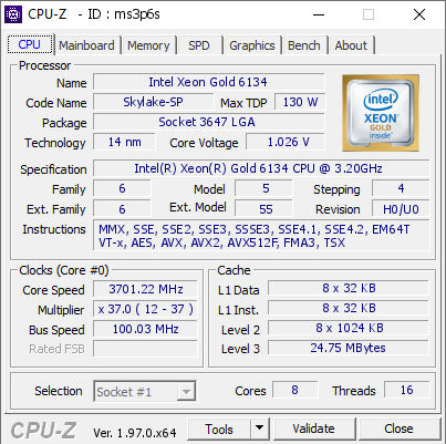 screenshot of CPU-Z validation for Dump [ms3p6s] - Submitted by  Anonymous  - 2021-09-07 11:46:25