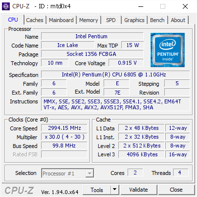 screenshot of CPU-Z validation for Dump [mtd0x4] - Submitted by  Anonymous  - 2021-08-30 21:37:04