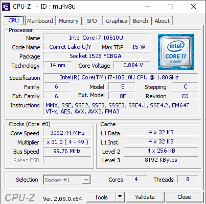 screenshot of CPU-Z validation for Dump [mu4v8u] - Submitted by  Anonymous  - 2024-07-08 06:44:12