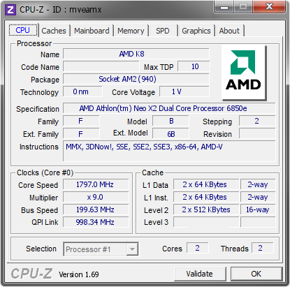 screenshot of CPU-Z validation for Dump [mveamx] - Submitted by  D620-PC  - 2014-05-07 01:05:01