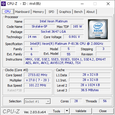 screenshot of CPU-Z validation for Dump [mvk8tz] - Submitted by  Anonymous  - 2022-11-10 13:44:46