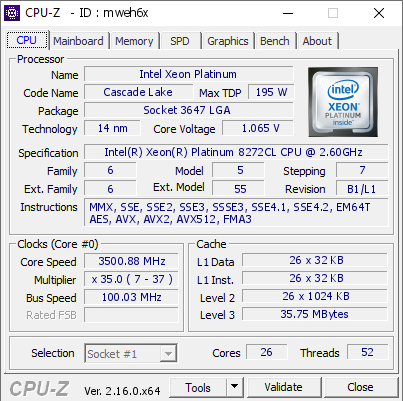 screenshot of CPU-Z validation for Dump [mweh6x] - Submitted by  BIOS-iEngineer  - 2025-08-11 07:09:29