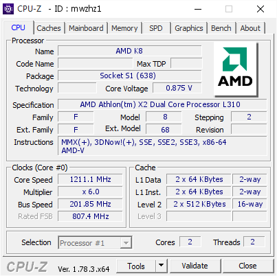 screenshot of CPU-Z validation for Dump [mwzhz1] - Submitted by  ACER-PC  - 2017-03-17 19:29:04