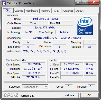 screenshot of CPU-Z validation for Dump [mx9ebz] - Submitted by  gigioracing  - 2014-01-14 13:01:07