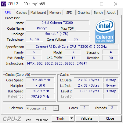 screenshot of CPU-Z validation for Dump [my1b68] - Submitted by  PC-1  - 2017-06-02 17:19:09