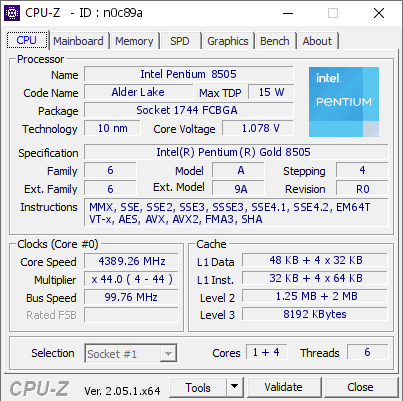 screenshot of CPU-Z validation for Dump [n0c89a] - Submitted by  Anonymous  - 2023-04-02 14:40:48