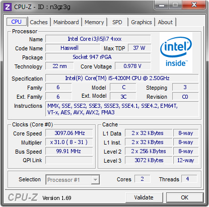 screenshot of CPU-Z validation for Dump [n3gz3g] - Submitted by  ¶­öÎ»Ô  - 2014-05-12 16:05:22