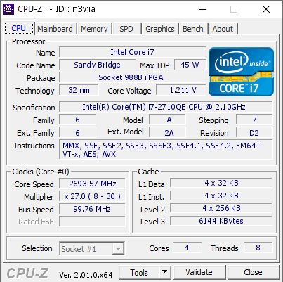 screenshot of CPU-Z validation for Dump [n3vjia] - Submitted by  DESKTOP-N6OD1OE  - 2022-08-19 20:57:35