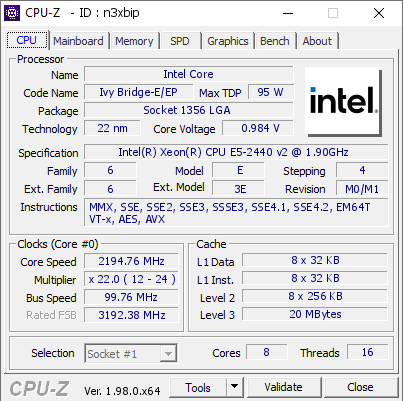 screenshot of CPU-Z validation for Dump [n3xbip] - Submitted by  Woxter  - 2021-11-17 02:32:01