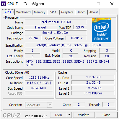 screenshot of CPU-Z validation for Dump [n6fgmm] - Submitted by  DESKTOP-VDMI65C  - 2024-02-08 12:59:30