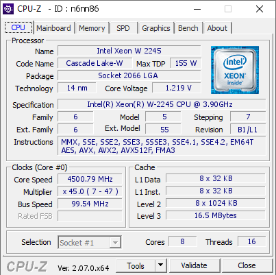 screenshot of CPU-Z validation for Dump [n6nn86] - Submitted by  Anonymous  - 2023-09-24 13:09:07